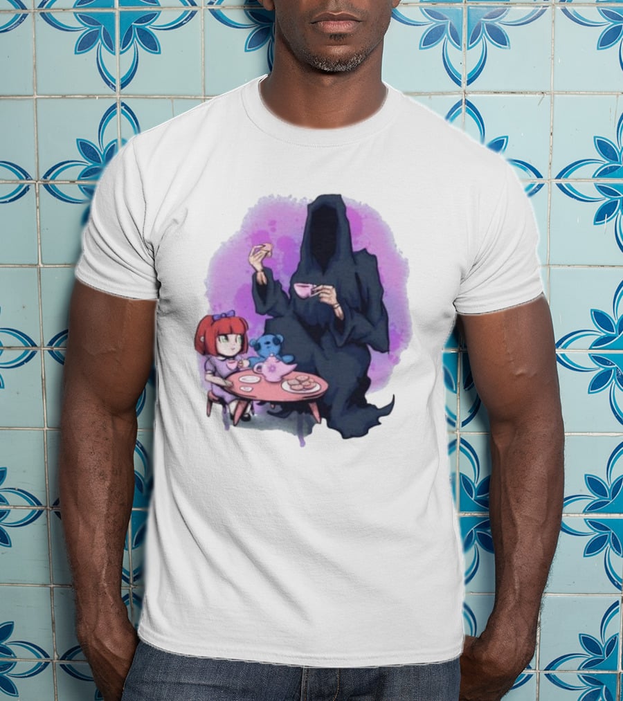 Tea Party With Grim Reaper And Little Girl T-Shirt