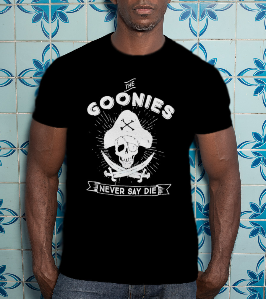 The Goonies Never Say Die Pirate Skull Crossed Swords T-Shirt