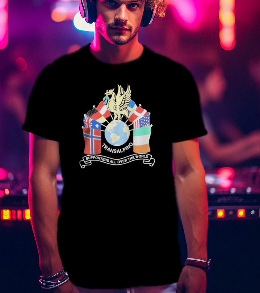 Transalpino Global Supporters With Flags And Globe Emblem T-Shirt