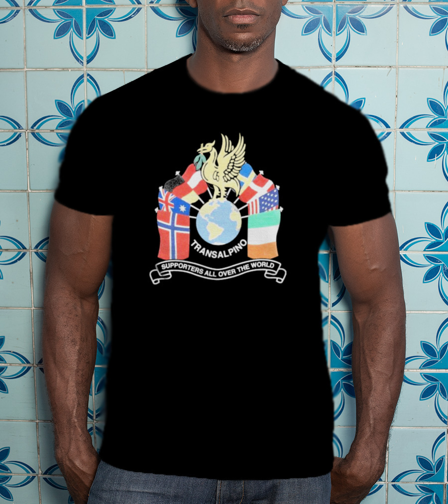 Transalpino Global Supporters With Flags And Globe Emblem T-Shirt