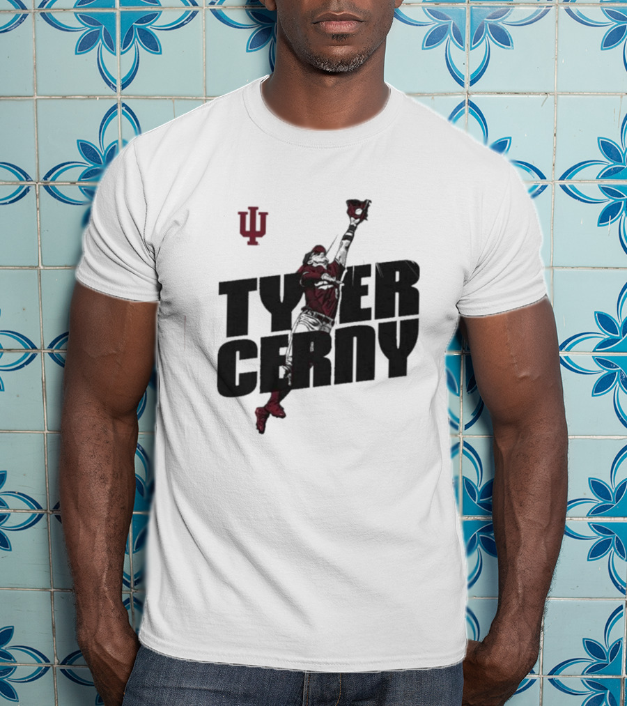Tyler Cerny Baseball Indiana University Jumping Catch T-Shirt