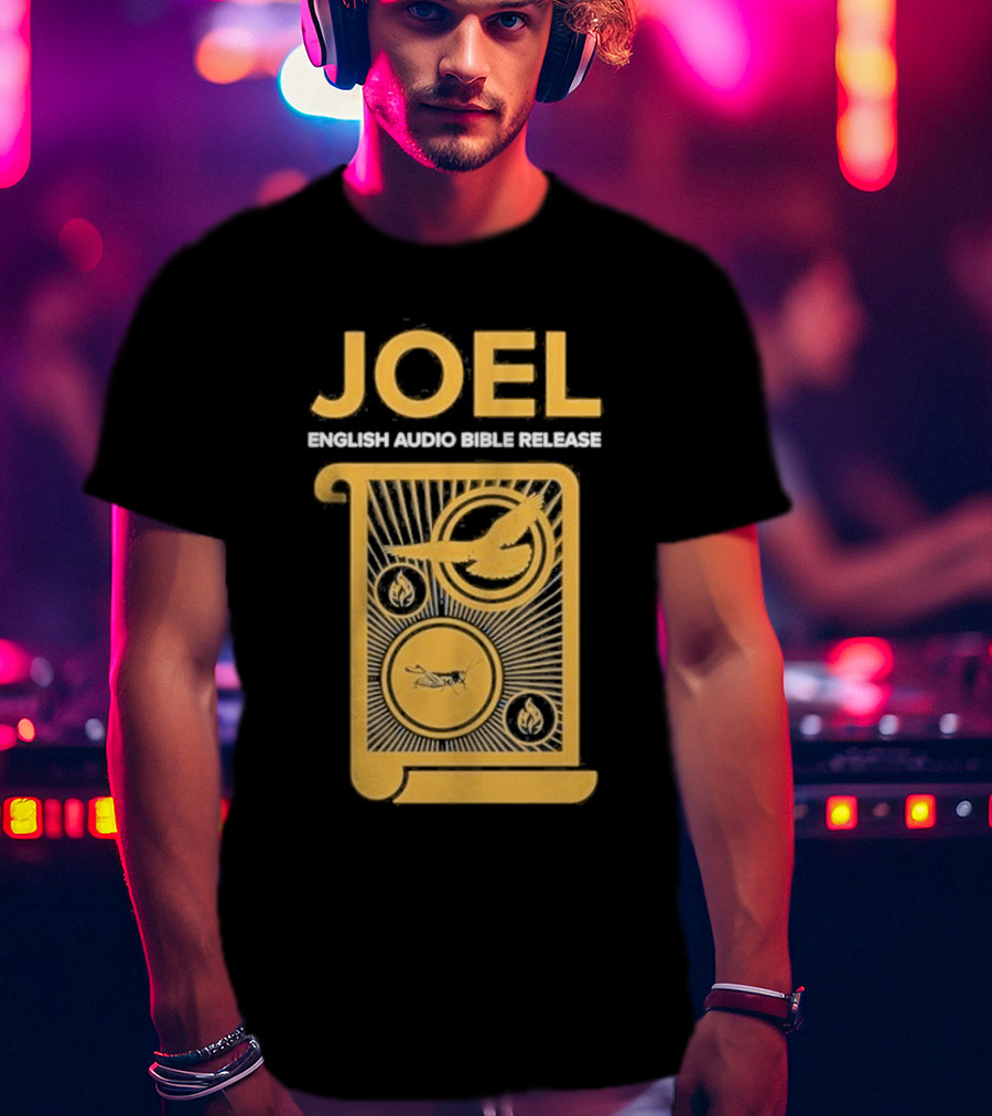 JOEL English Audio Bible Release Scroll Locust Bird Flame Icons T-Shirt