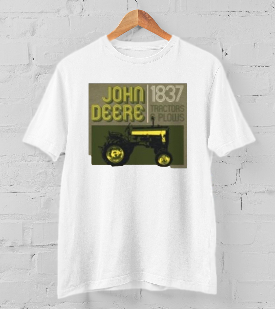 John Deere 1837 Tractors Plows Vintage Logo With Green Tractor Iconic T-Shirt