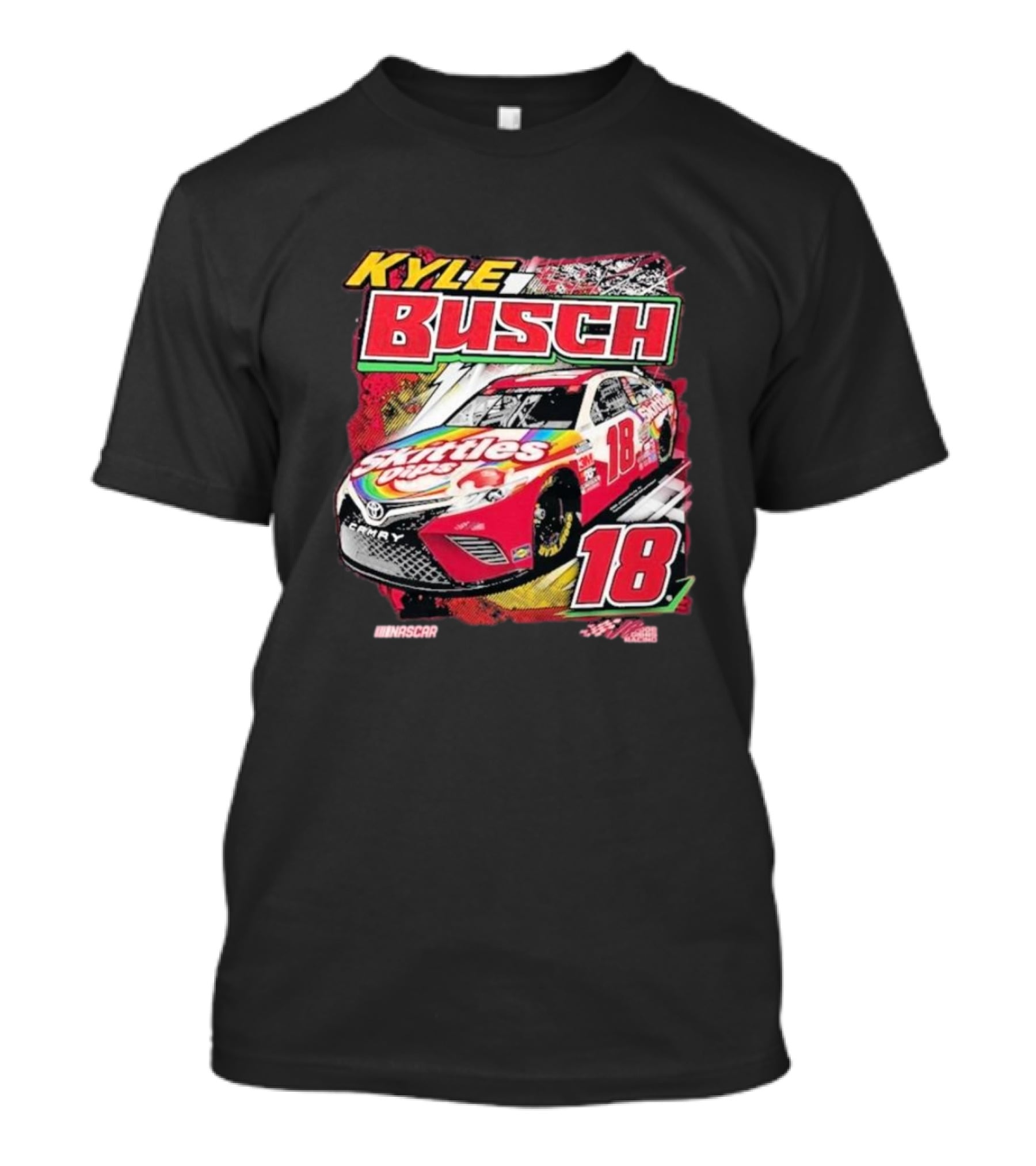Kyle Busch Joe Gibbs NASCAR Skittles Pops 18 Racing Team Collection Backstretch Driver T-Shirt