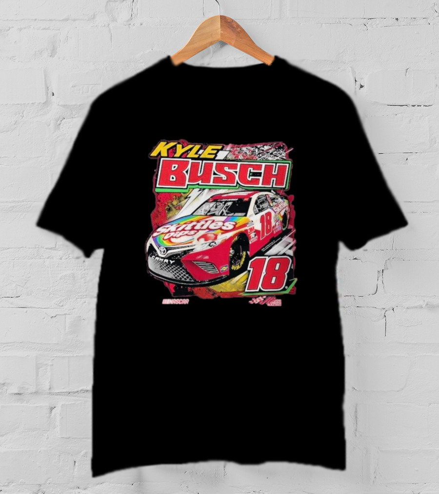 Kyle Busch Joe Gibbs NASCAR Skittles Pops 18 Racing Team Collection Backstretch Driver T-Shirt