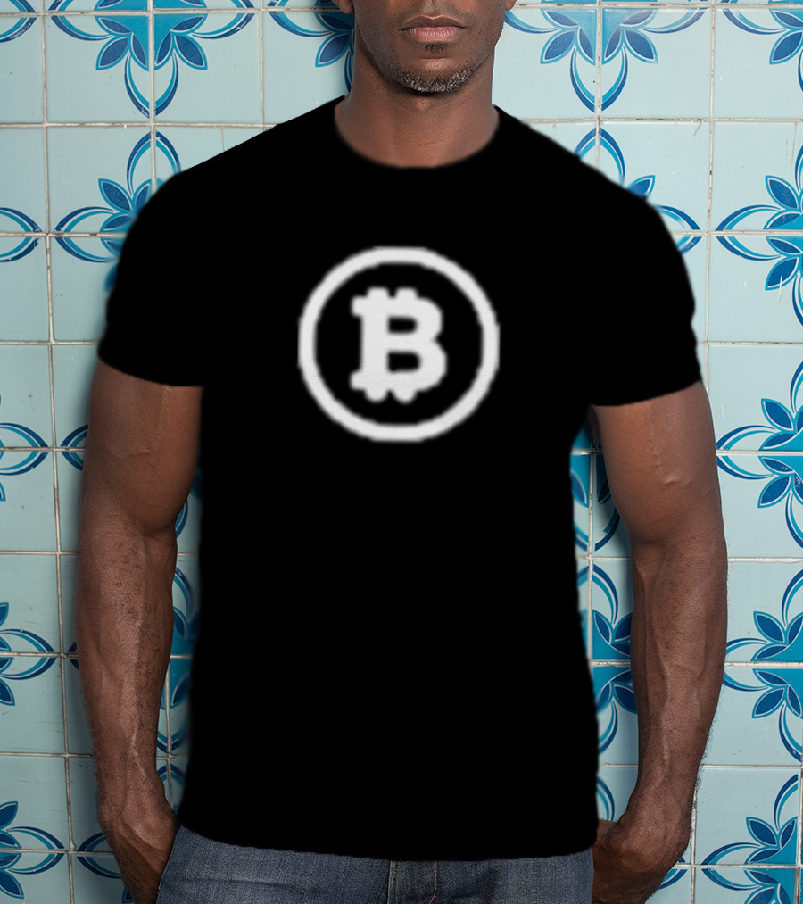 Michael Saylor Wearing Bitcoin Symbol Cryptocurrency T-Shirt