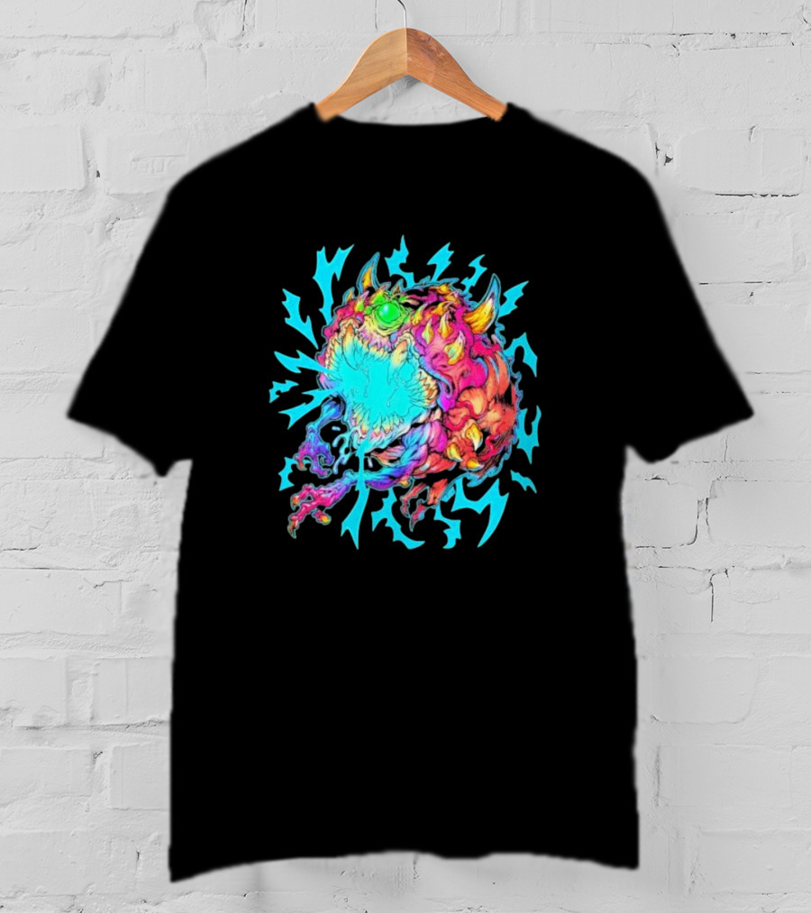 Doom Cacodemon Beast Wreck Neon Monster Explosion T-Shirt