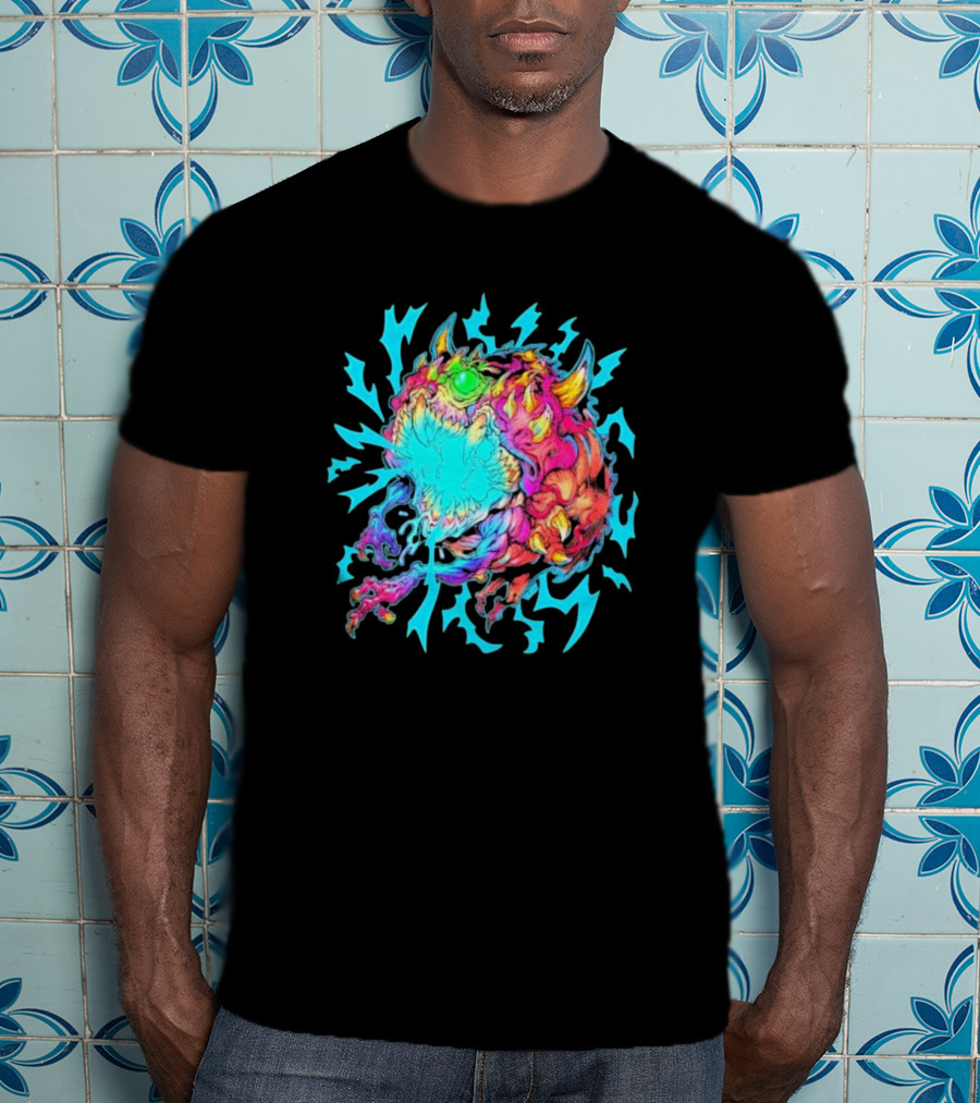 Doom Cacodemon Beast Wreck Neon Monster Explosion T-Shirt
