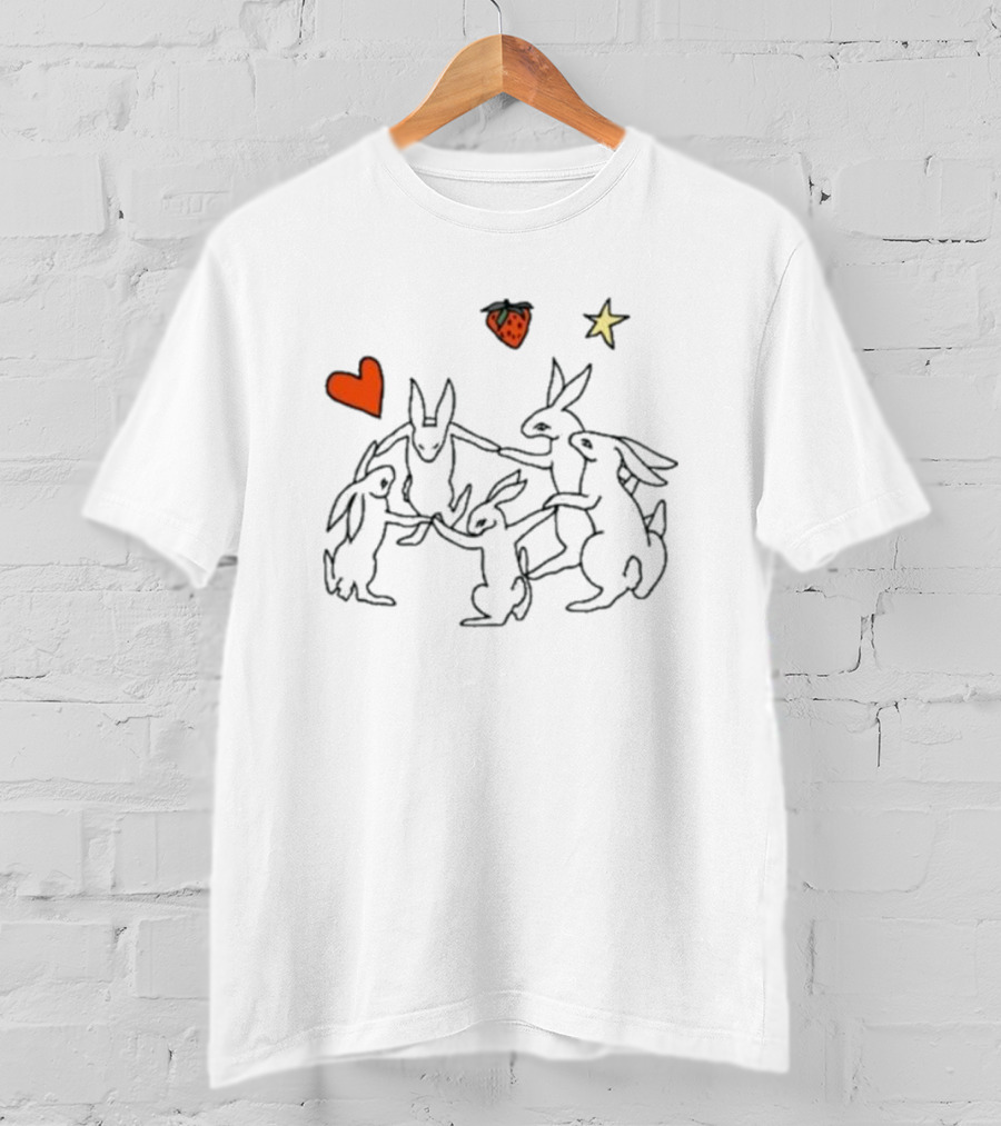 Elena Fiorenza Gatti Bunny Circle With Heart Star And Strawberry T-Shirt