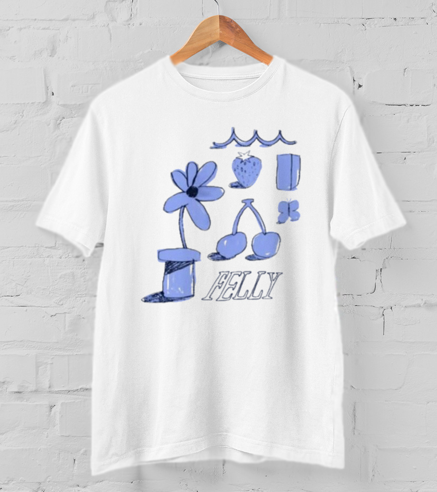 Felly Flower Heart Cherry Butterfly Wavy T-Shirt