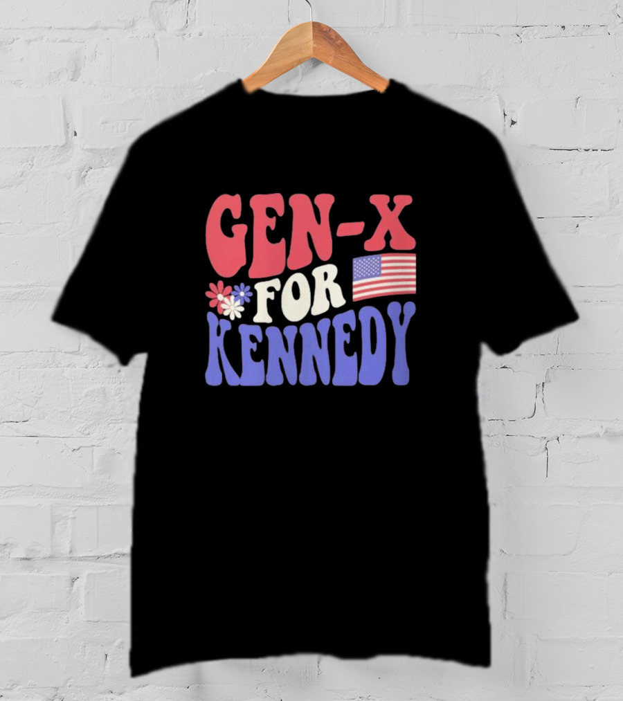 Gen-X For Kennedy American Flag Flower Power T-Shirt