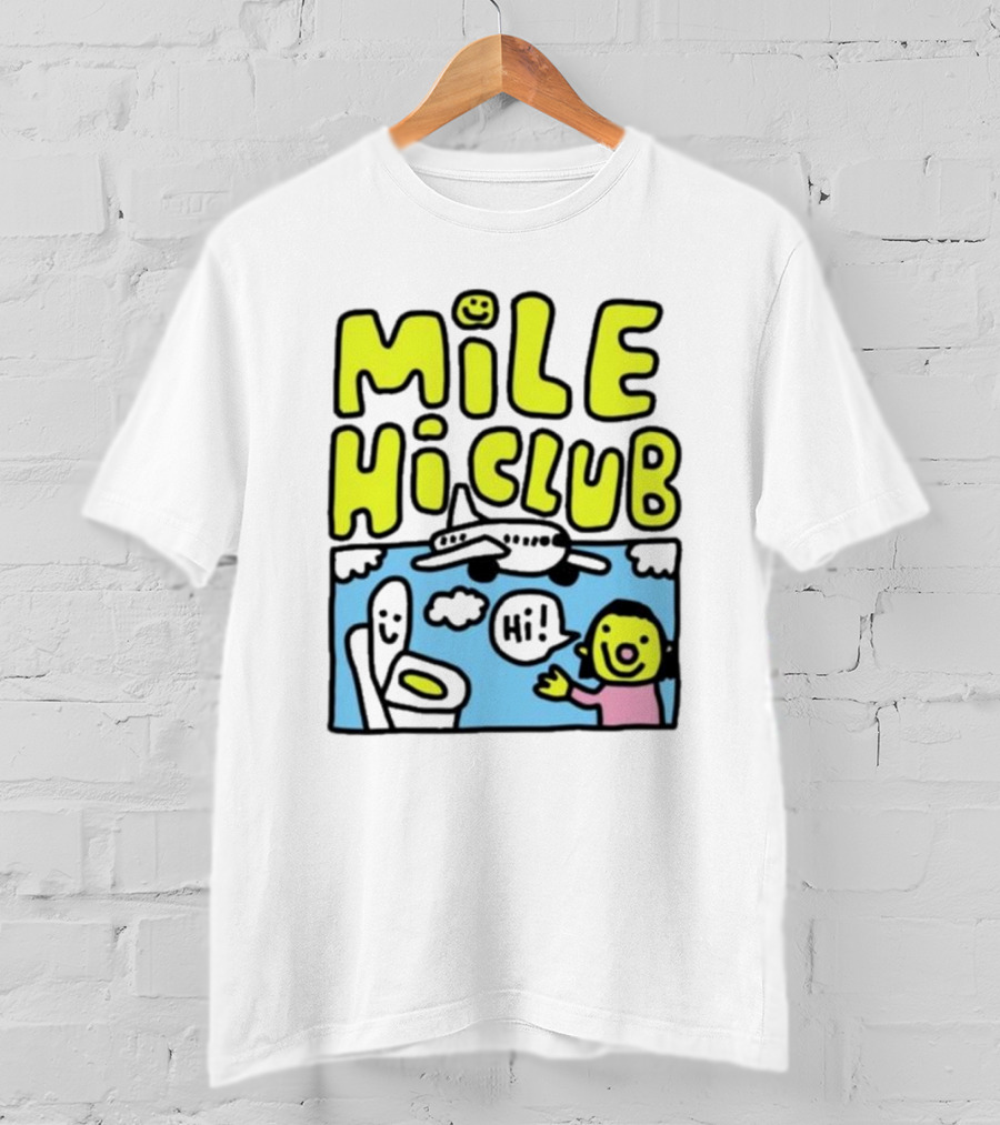 Mile Hi Club Airplane Bathroom Cartoon Hi Smiley Face T-Shirt