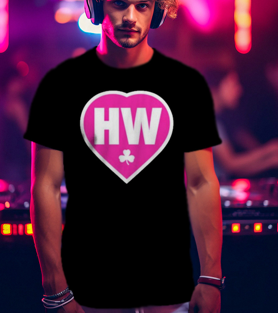 Celtics HW Heart With Pink Clover Move4Heather T-Shirt