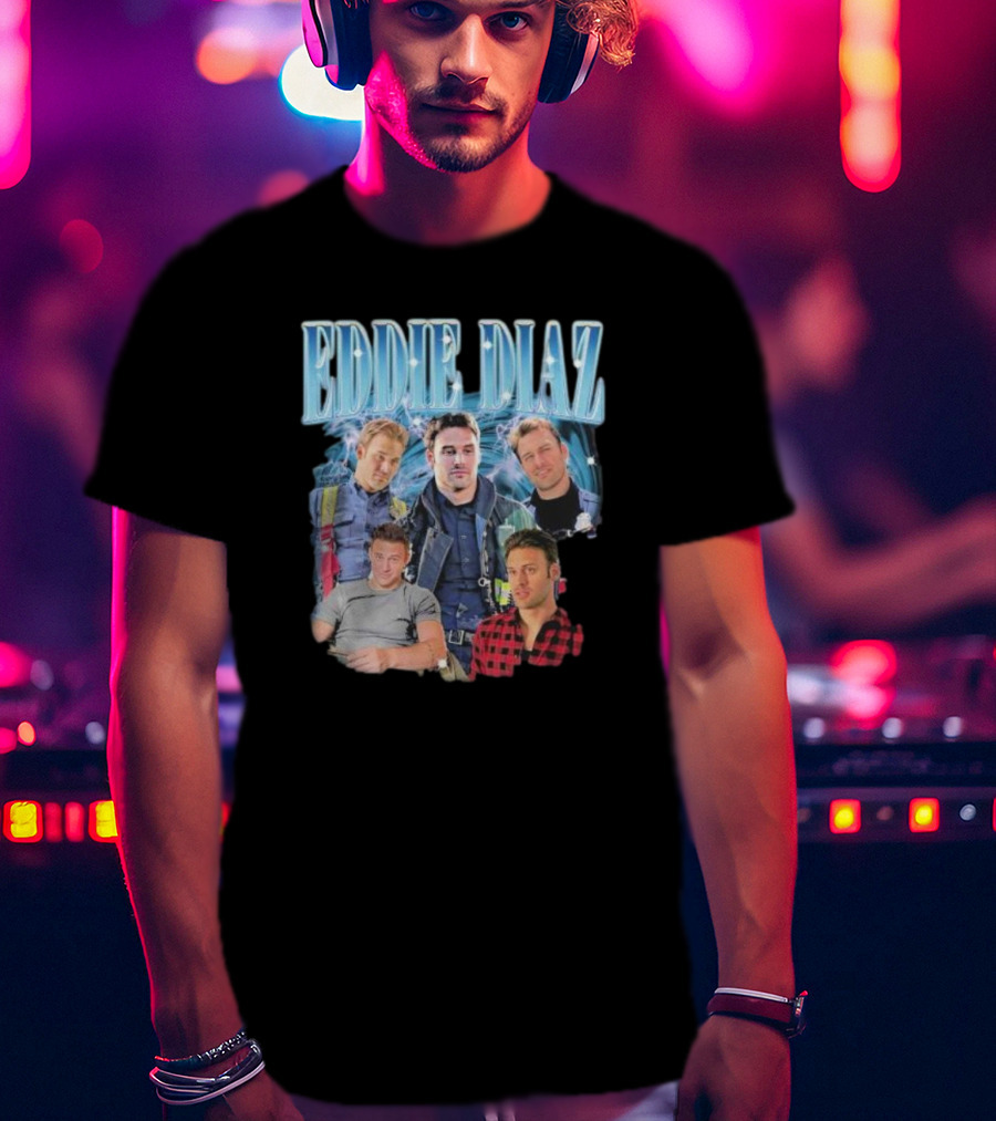 Eddie Diaz Firefighter Tribute Montage T-Shirt