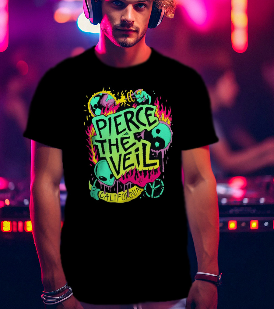 Pierce The Veil California Alien Peace Planet Flame T-Shirt
