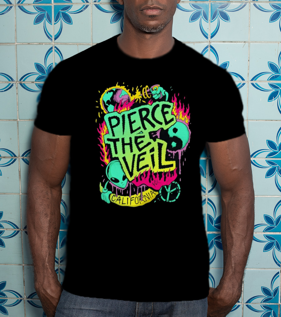 Pierce The Veil California Alien Peace Planet Flame T-Shirt