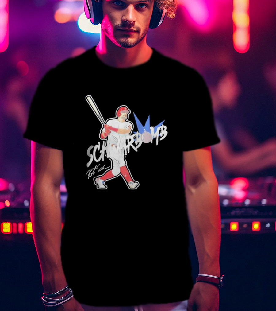 Schwarbomb Illustrated Baseball Swing With Signature Elements T-Shirt