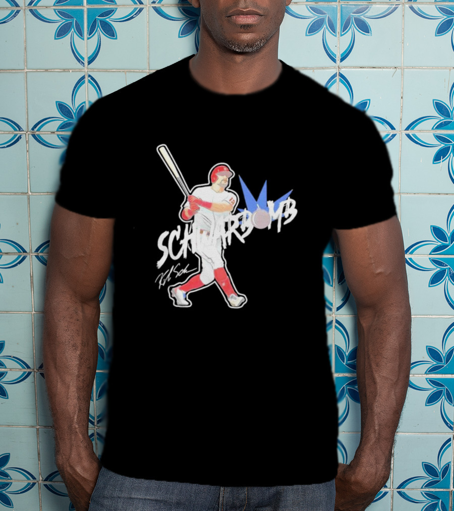 Schwarbomb Illustrated Baseball Swing With Signature Elements T-Shirt