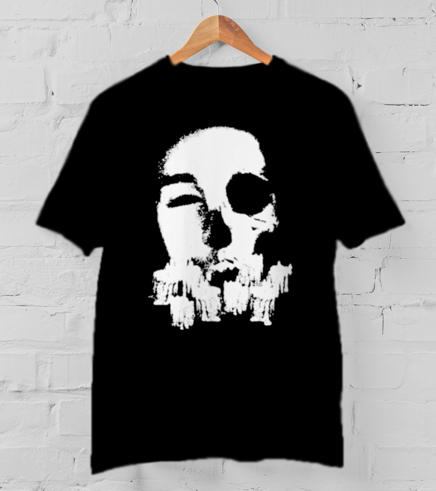 Turnabout Grayscale Face With Abstract Text T-Shirt