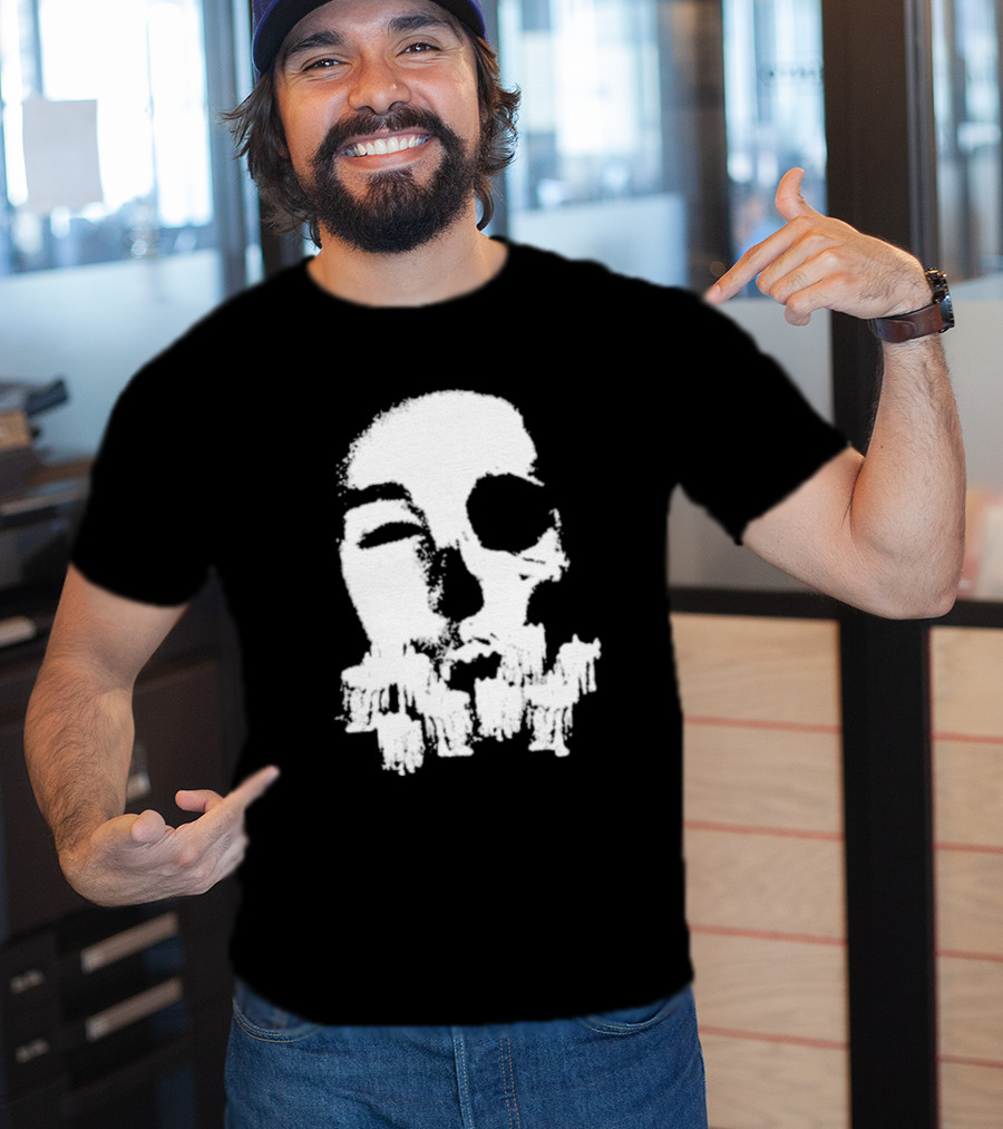 Turnabout Grayscale Face With Abstract Text T-Shirt