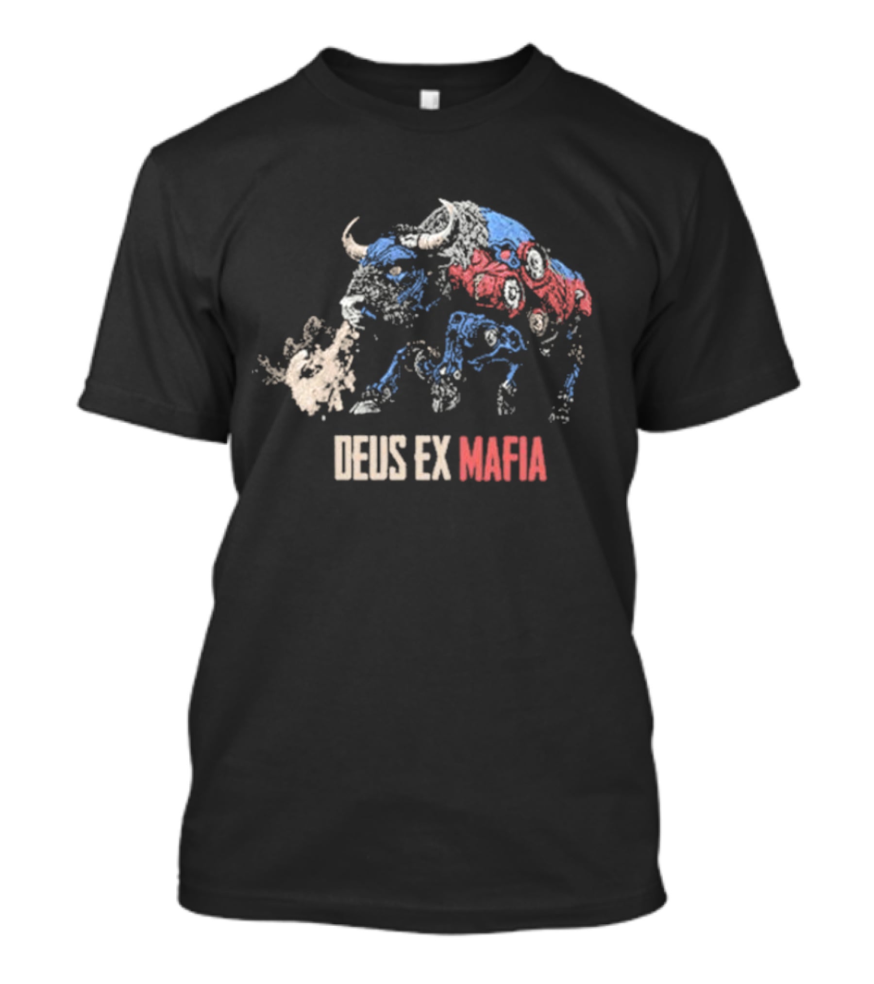 Deus Ex Mafia Volume 15 5 Stylized Bison Graphic With Steam And Mechanical Features T-Shirt