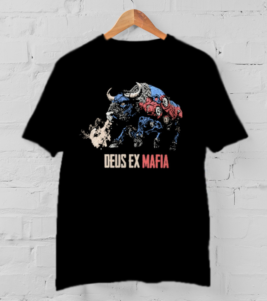 Deus Ex Mafia Volume 15 5 Stylized Bison Graphic With Steam And Mechanical Features T-Shirt
