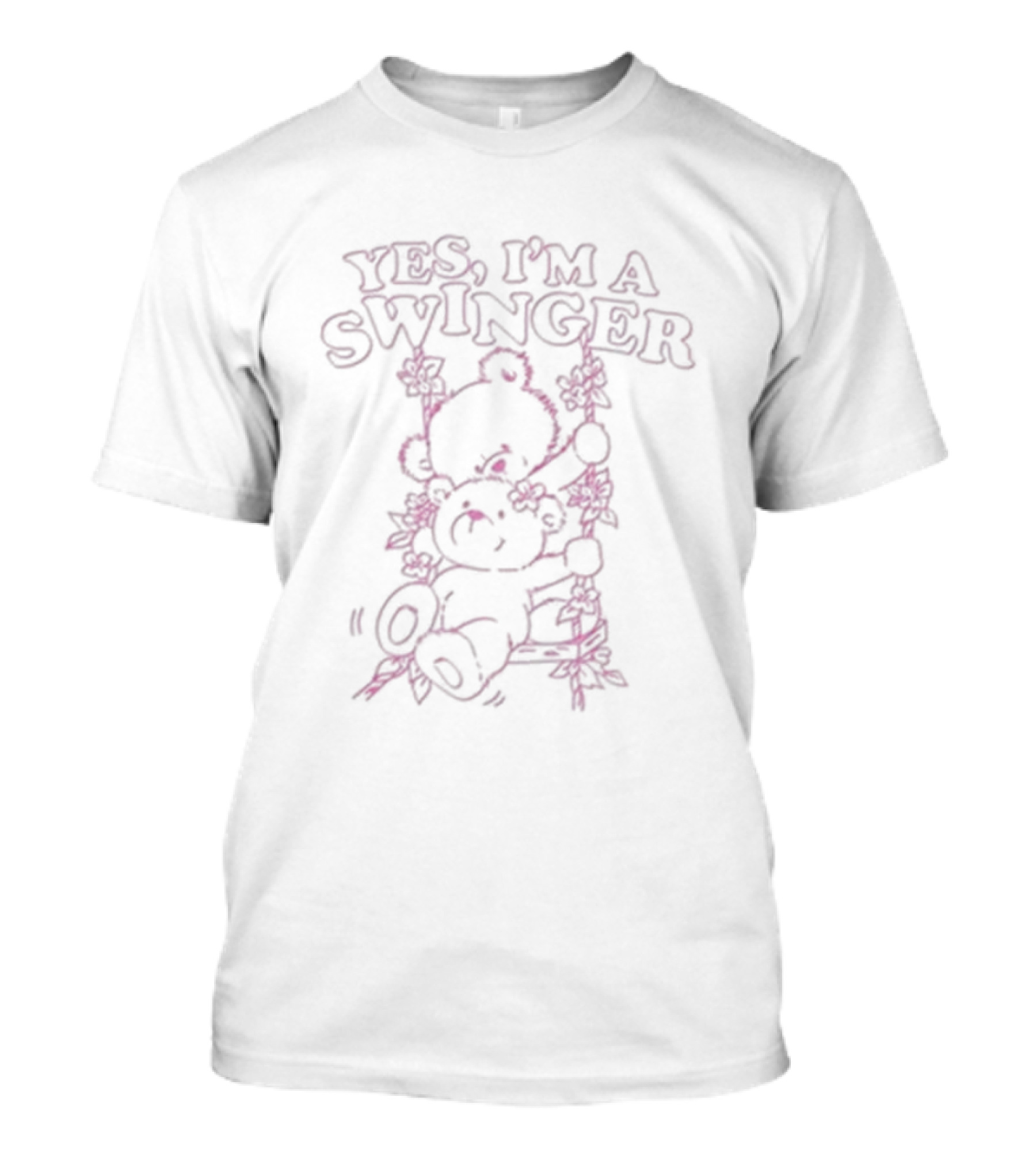 YES I'M A SWINGER BEAR ON SWING WITH FLOWERS T-Shirt