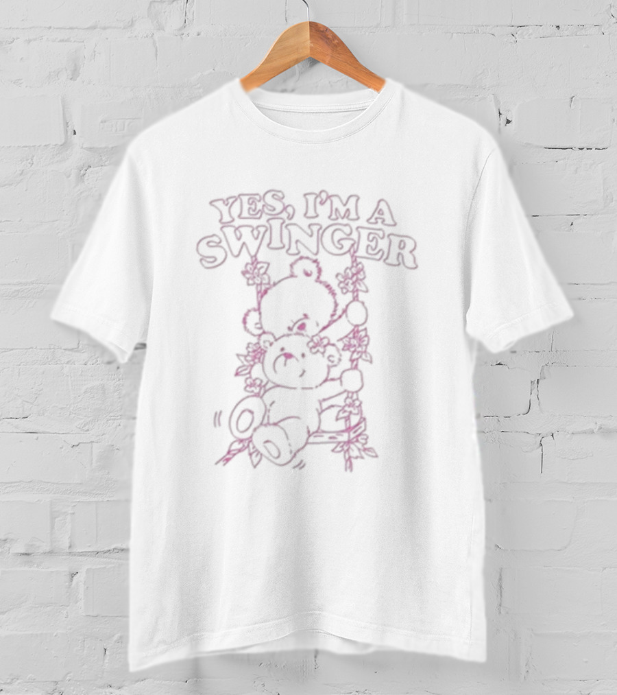 YES I'M A SWINGER BEAR ON SWING WITH FLOWERS T-Shirt
