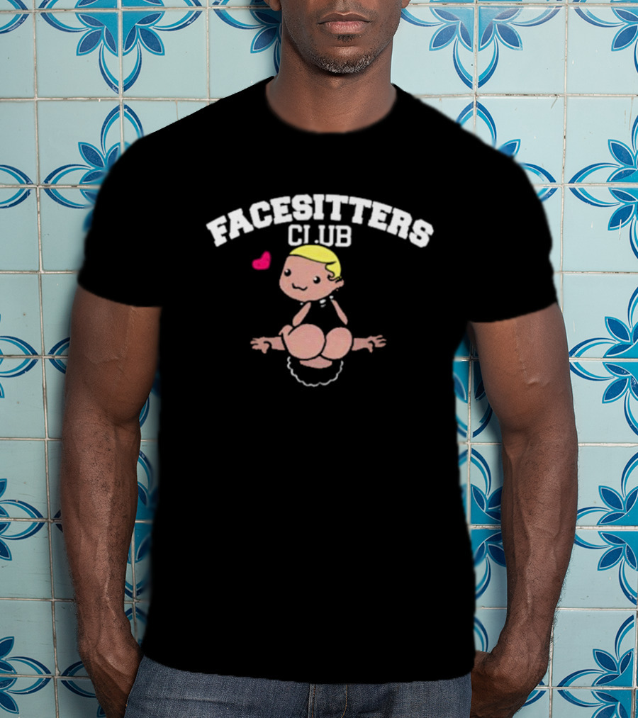 Facesitters Club Cute Cartoon With Pink Heart T-Shirt