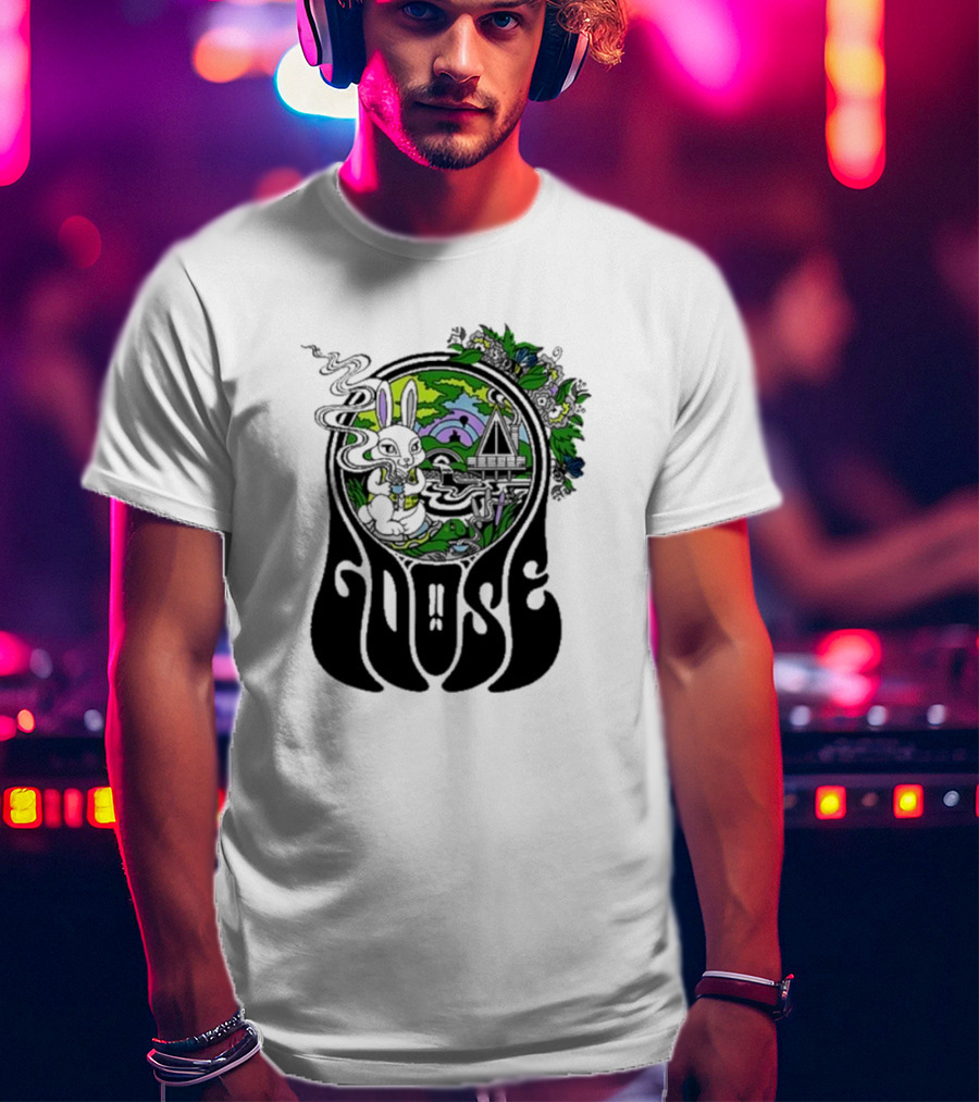 Goose Wonderland Psychedelic Rabbit Forest Portal T-Shirt