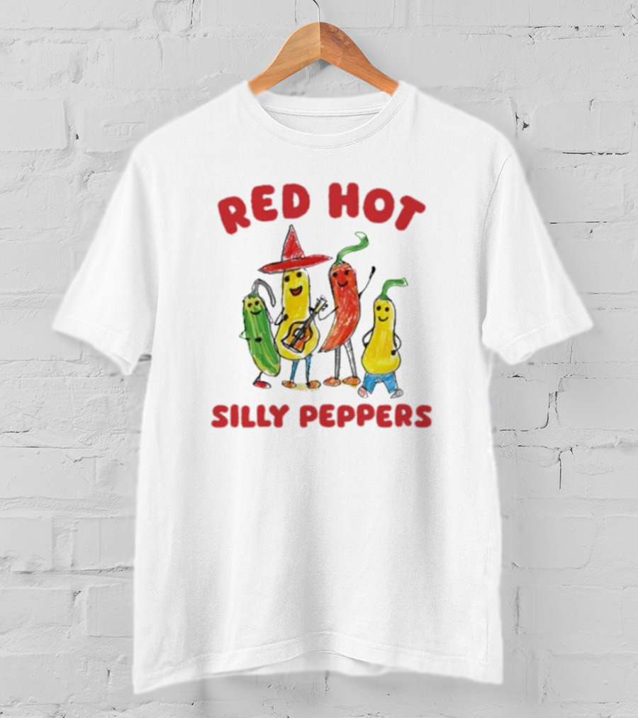 Sillycityco Red Hot Silly Peppers Cartoon Band Characters T-Shirt