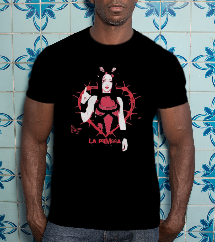 Stephanie Vaquer La Primera Barbed Wire Heart Butterfly Motif T-Shirt