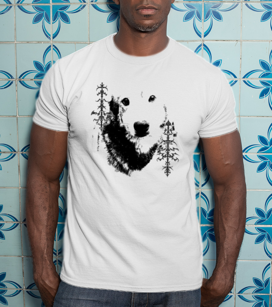 Wolf Face With Stylized Evergreen Trees T-Shirt