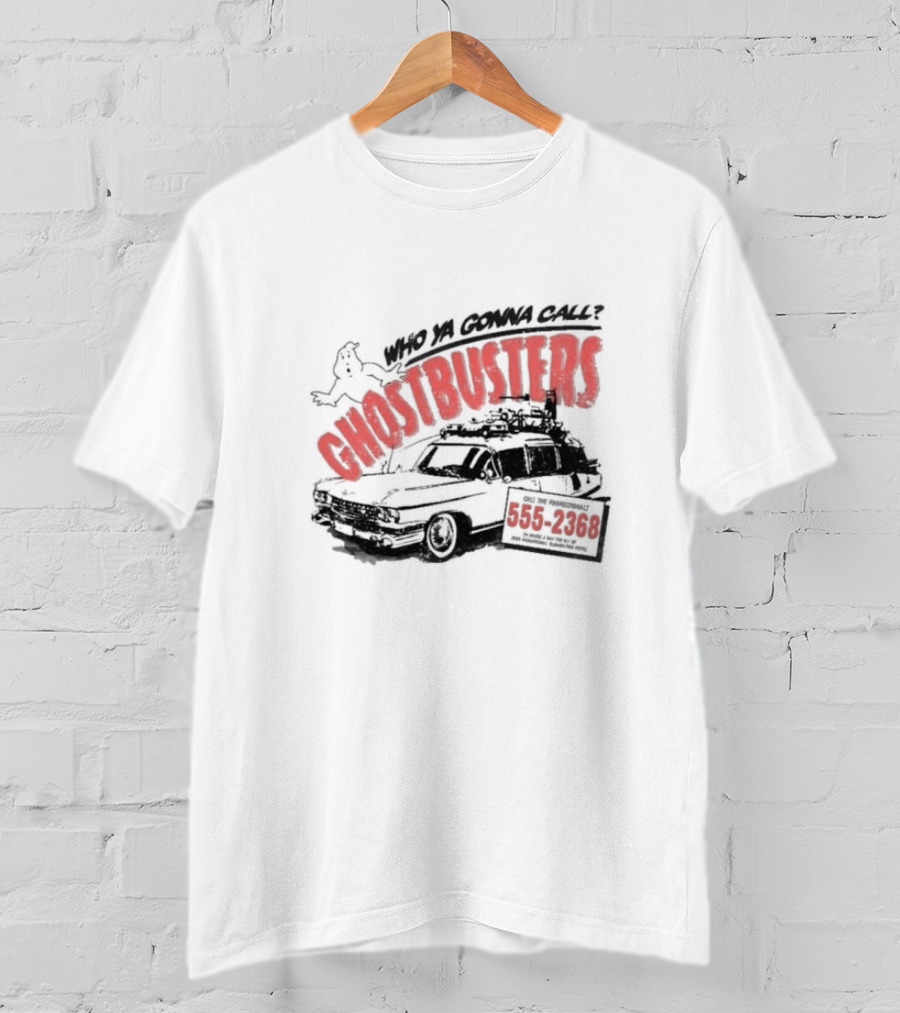Who Ya Gonna Call Ghostbusters 555 2368 Ectomobile Ghost T-Shirt