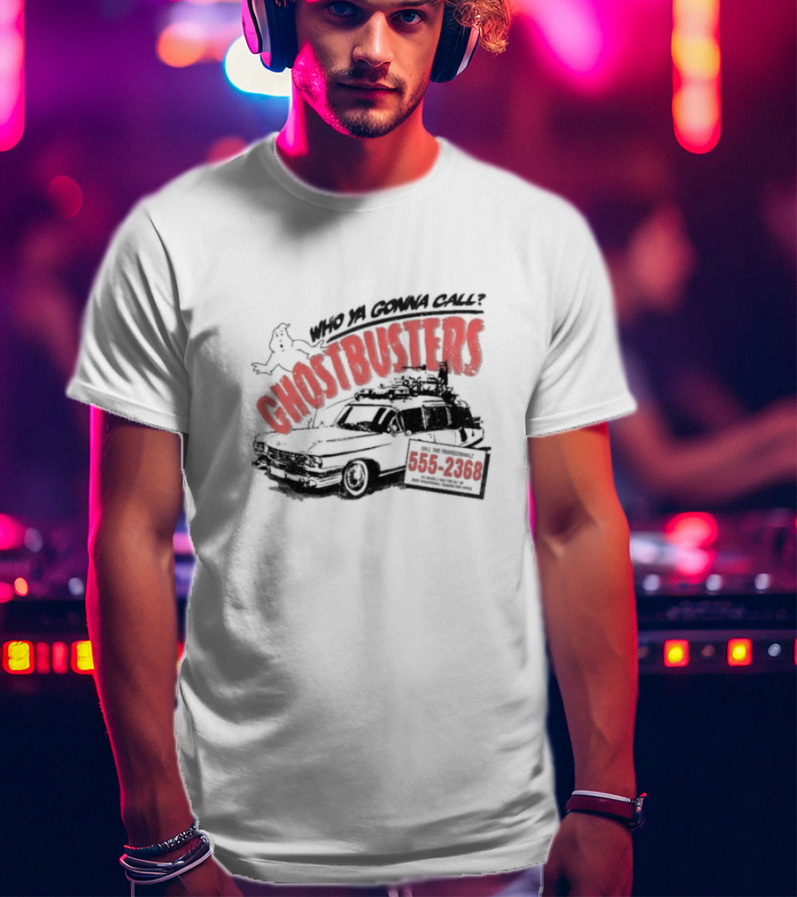 Who Ya Gonna Call Ghostbusters 555 2368 Ectomobile Ghost T-Shirt