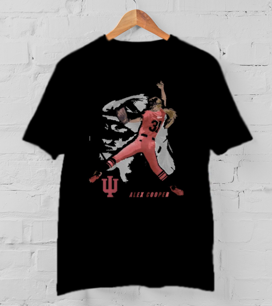 Alex Cooper Windup Baseball Indiana University Pitcher In Red Uniform T-Shirt