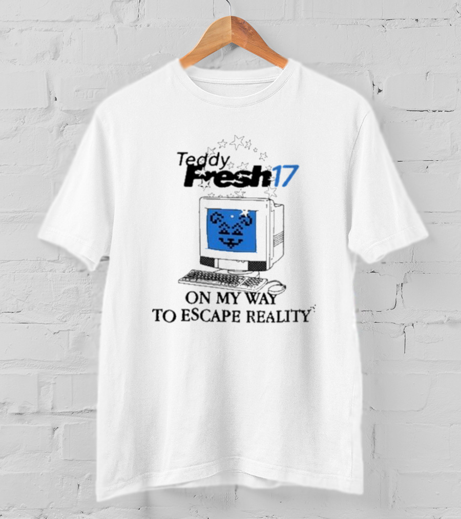 Teddy Fresh 17 On My Way To Escape Reality Retro Computer Dog T-Shirt