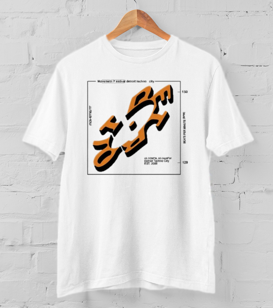 Movement Festival Detroit Techno City EST 2000 45 Heavy Latitude Longitude Coordinates T-Shirt