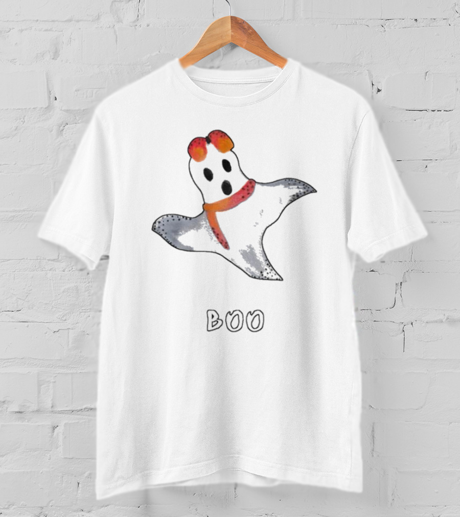 Boo Orange Black White Ghost Halloween T-Shirt