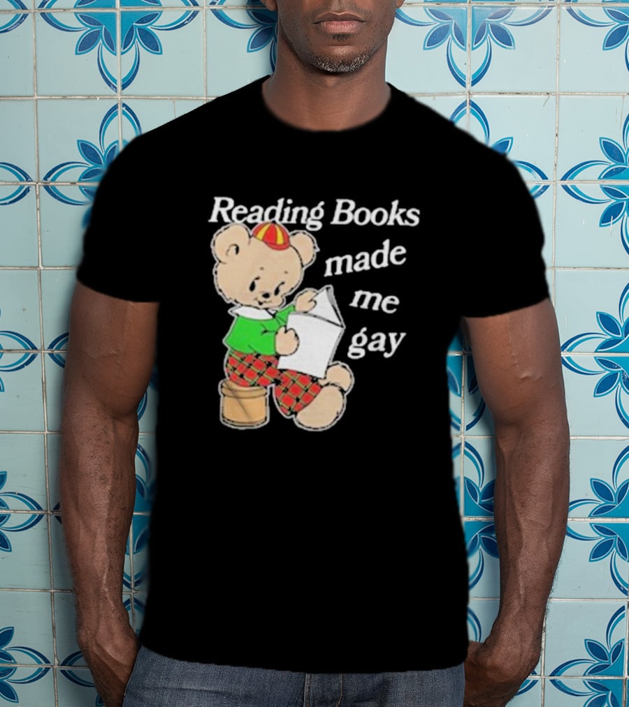 Reading Books Made Me Gay Teddy Bear In Plaid T-Shirt