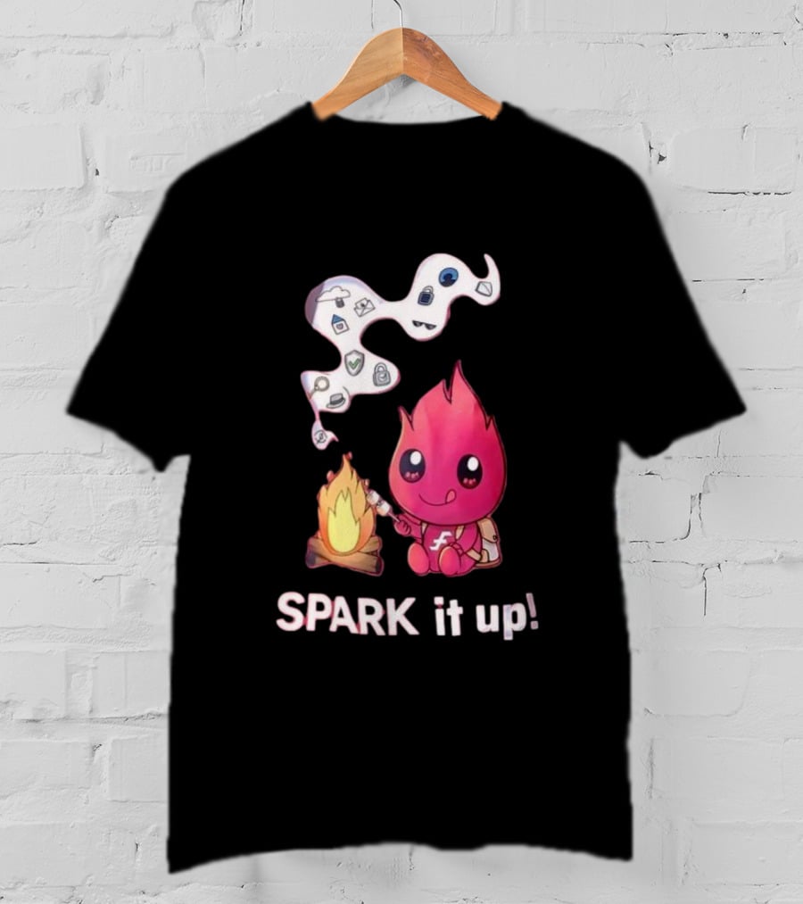 Spark It Up Cute Child Fire Roasting Marshmallow With Iconic Symbols T-Shirt