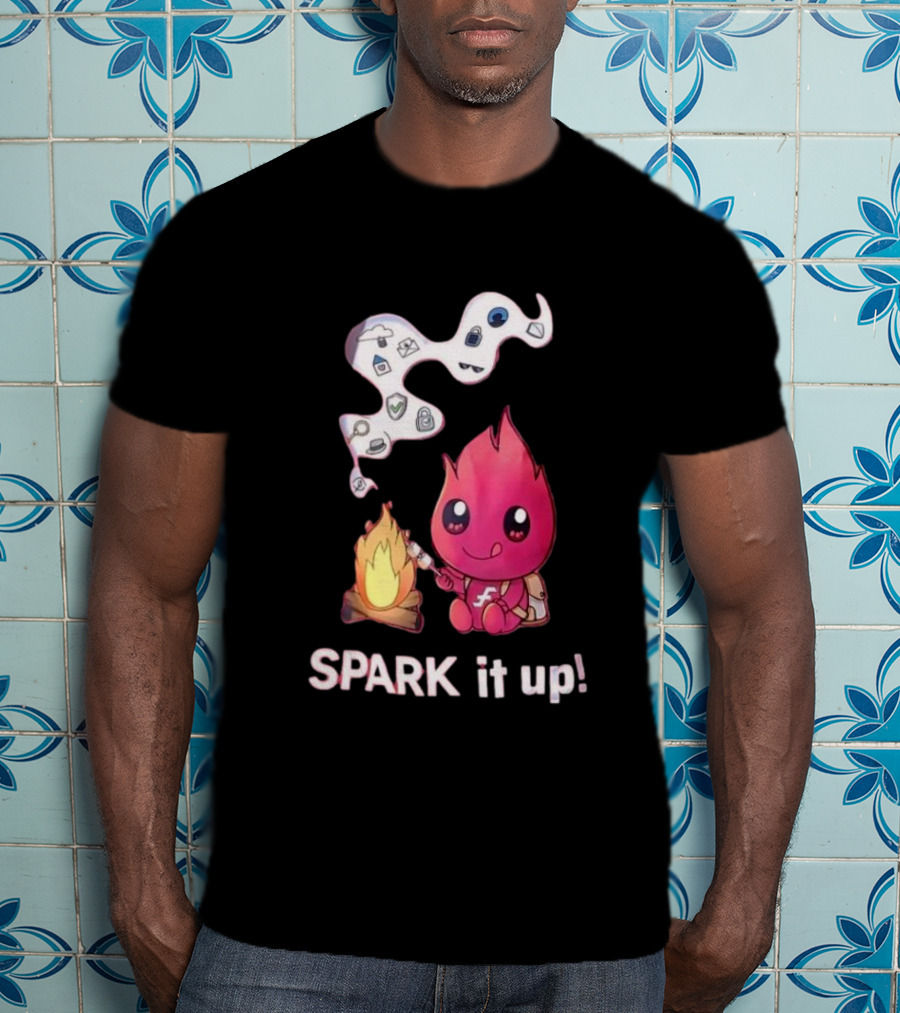 Spark It Up Cute Child Fire Roasting Marshmallow With Iconic Symbols T-Shirt
