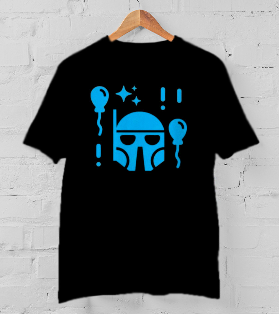 Boba Fett Helmet With Balloons And Stars Youth Star Wars Day T-Shirt