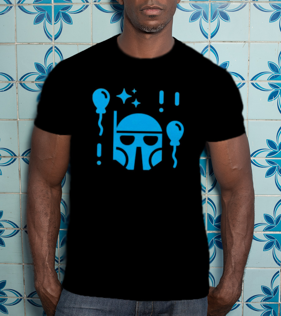 Boba Fett Helmet With Balloons And Stars Youth Star Wars Day T-Shirt