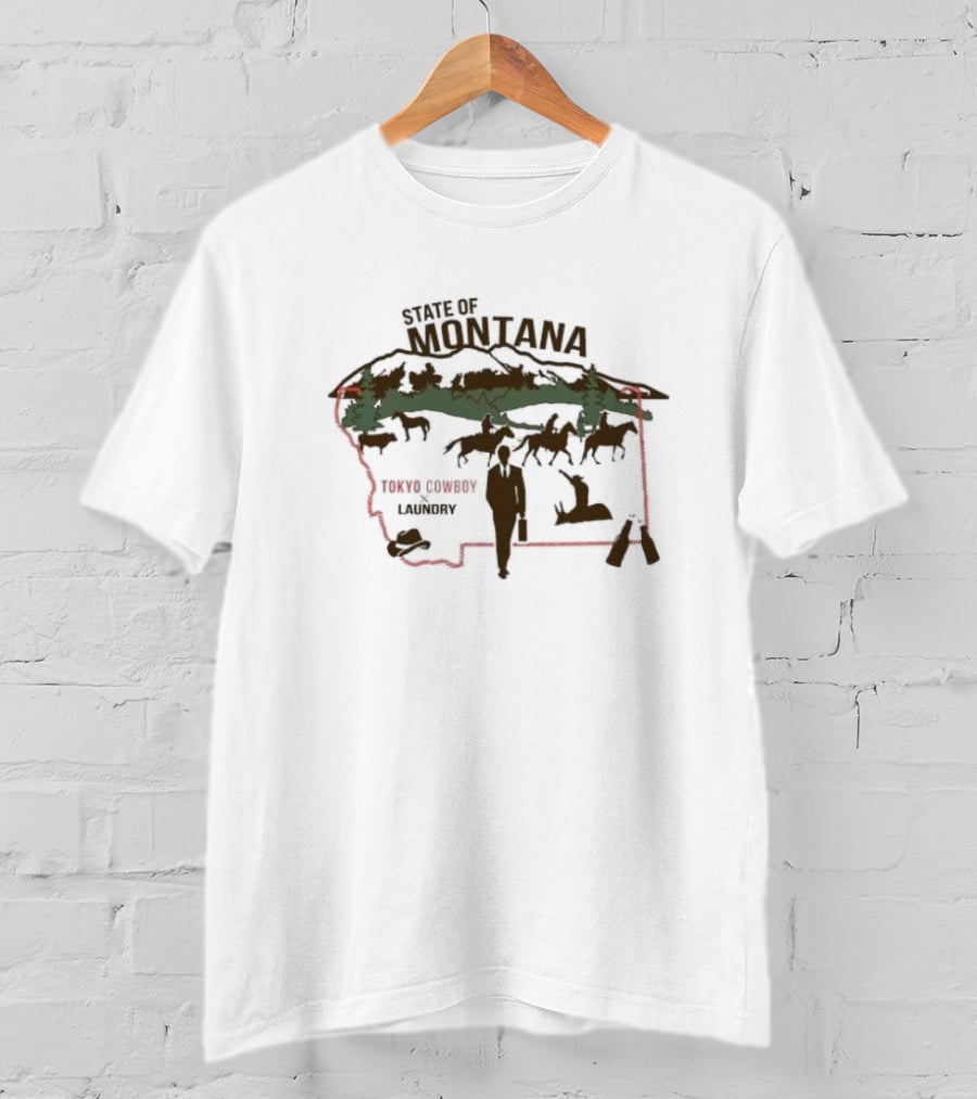 State Of Montana Tokyo Cowboy Laundry Pastoral Scene T-Shirt
