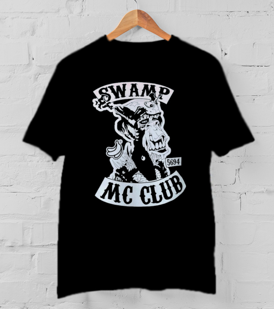 Swamp MC Club 5694 Gorilla Skull Motorcycle Emblem T-Shirt