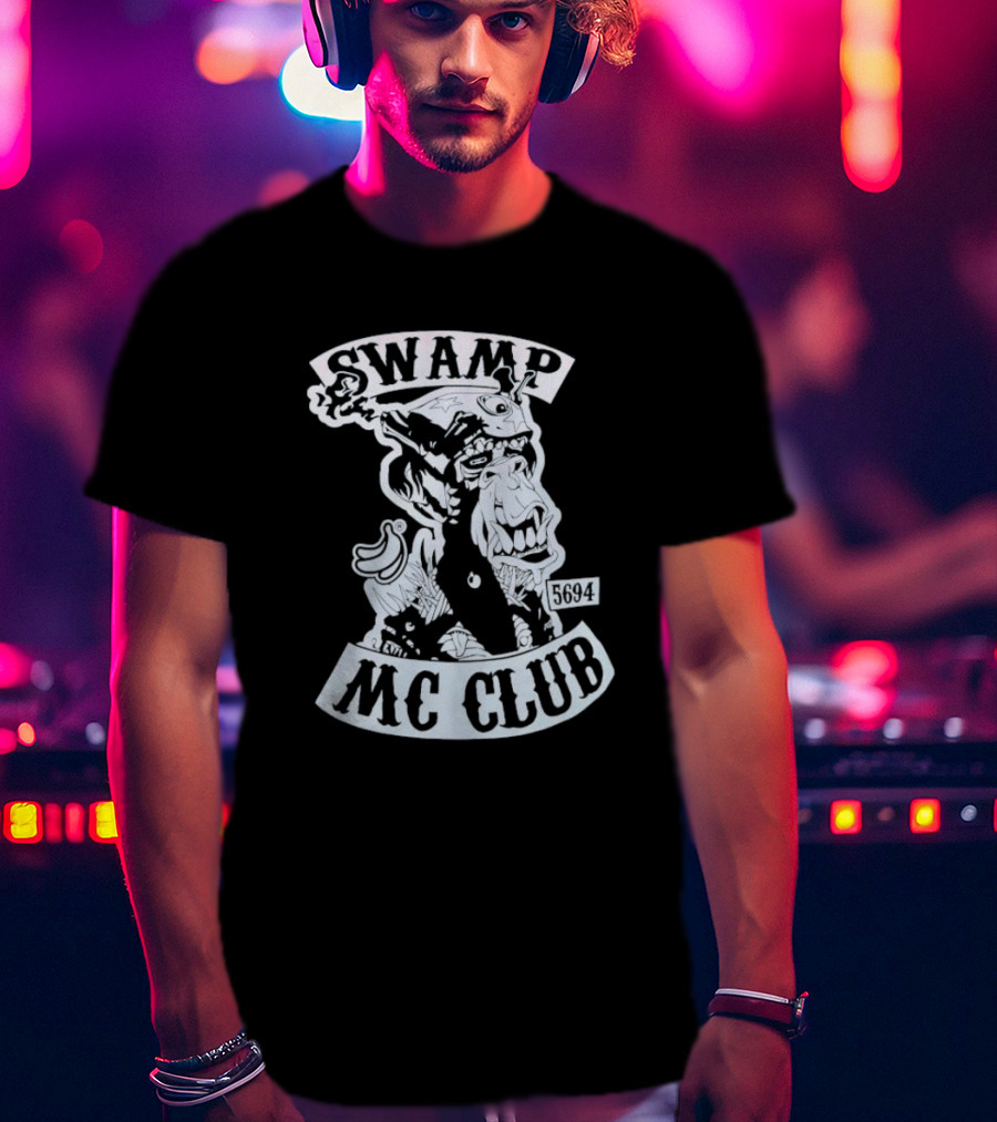 Swamp MC Club 5694 Gorilla Skull Motorcycle Emblem T-Shirt
