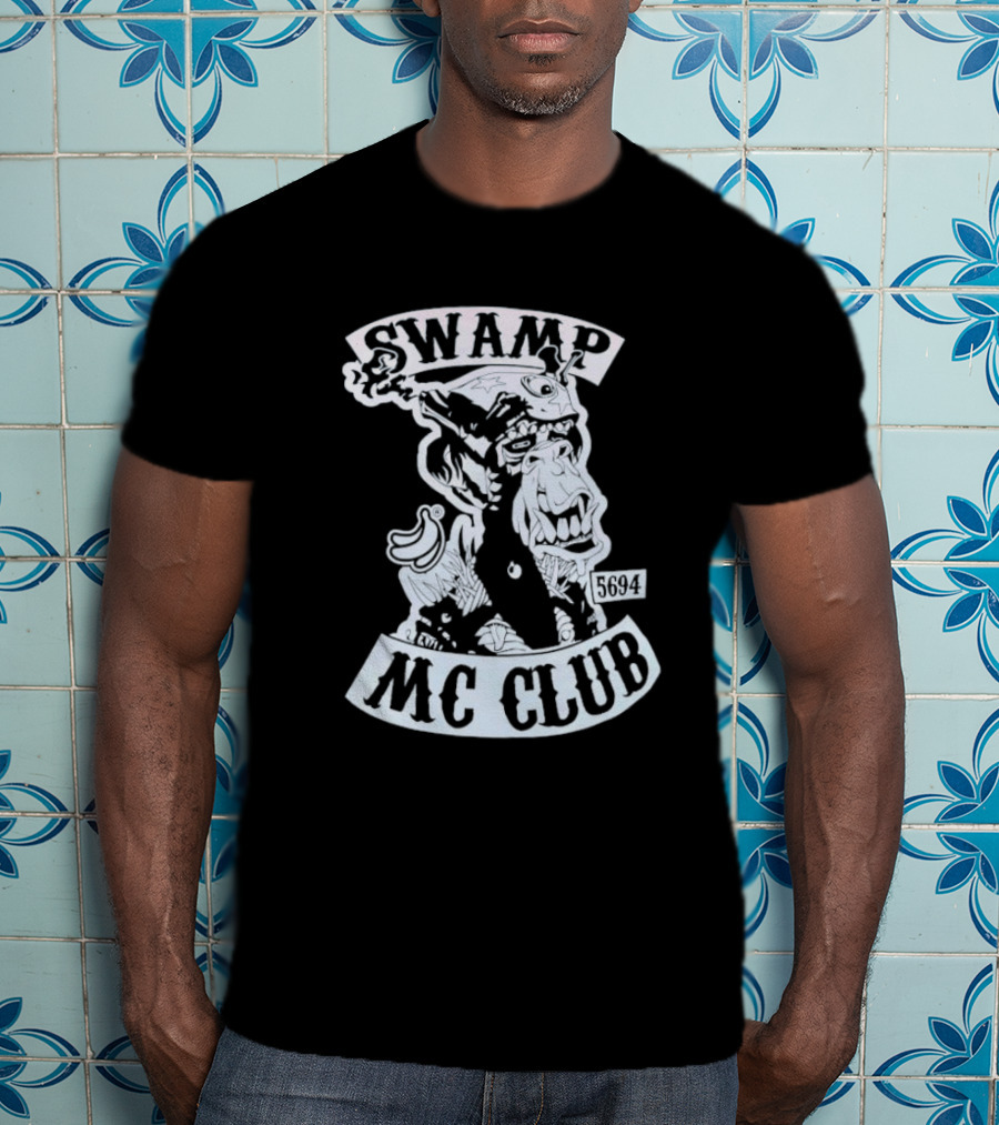 Swamp MC Club 5694 Gorilla Skull Motorcycle Emblem T-Shirt