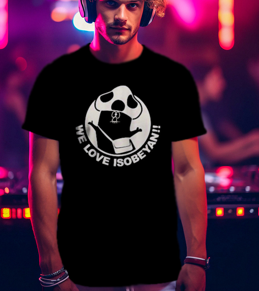 WE LOVE ISOBEYAN Cartoon Mole Character In White Circle T-Shirt