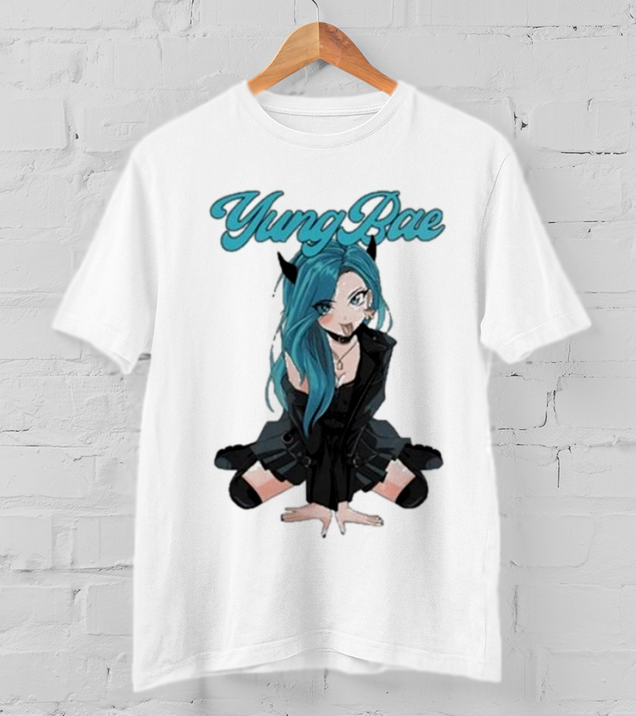 Yung Rae Blue-Haired Goth Anime Girl T-Shirt